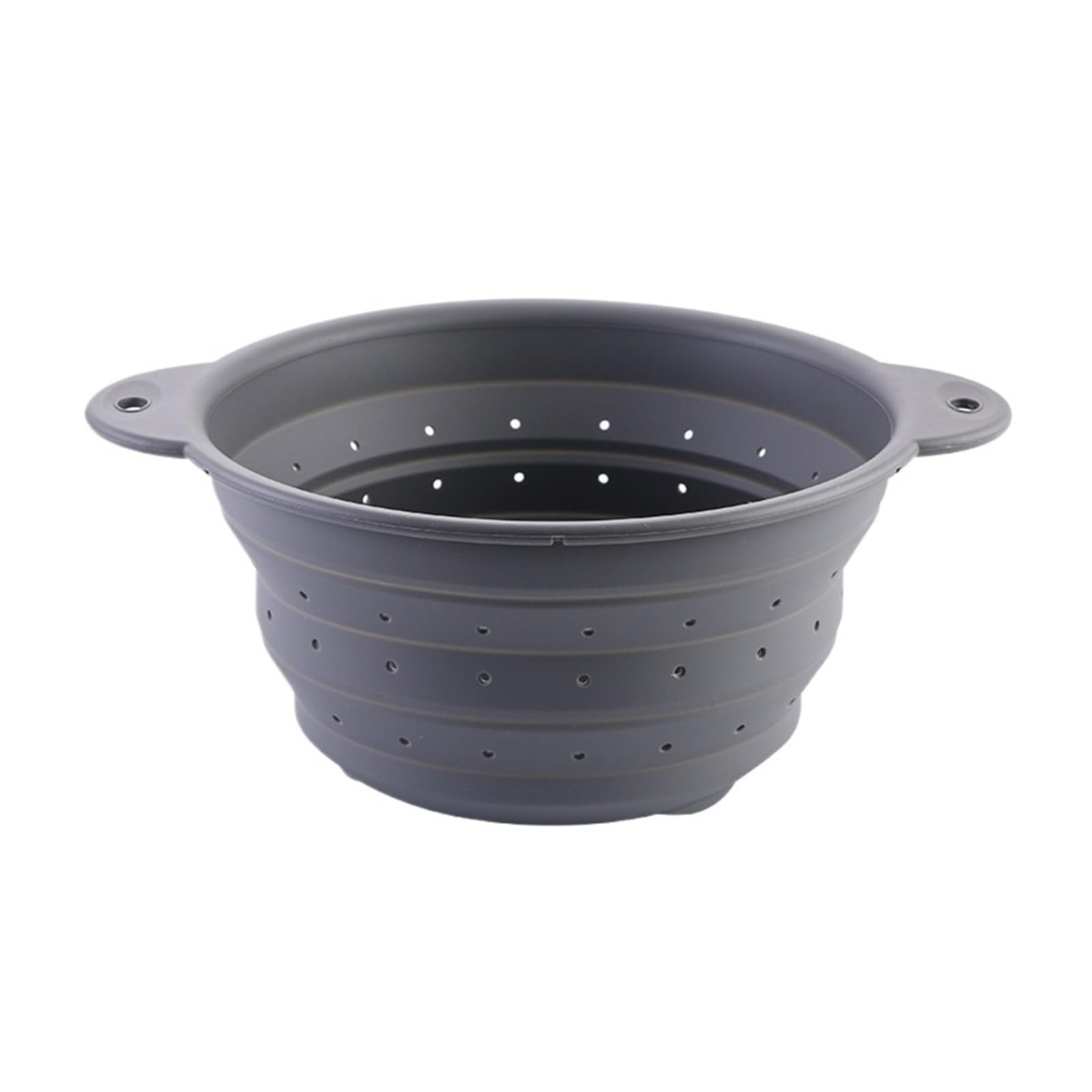 Passoire pliable en Silicone, passoire extensible, bol rond for le lavage des légumes, Camping/cuisine(Large grey.)