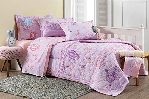 Colcha Matelasse Solteiro Infantil Menina Fantaisa Rosa Karsten 180x225cm 180fios