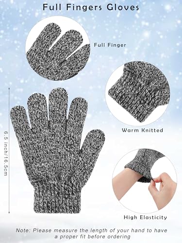 Cooraby 6 Pack Kid's Winter Beanies Hat Full Fingers Gloves Set Skull Winter Caps Stretchy Gloves for Boys Girls3