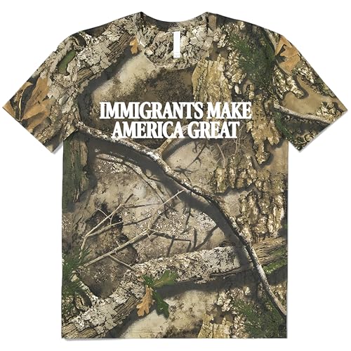 Tree Camo T-Shirt Collection | Premium Foliage Camouflage Tee Shirt for Men & Women (US Alpha Medium Regular Regular Immigrants Make America Great)