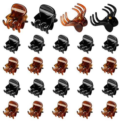 YISCOKO 24 pinzas para el cabello antideslizantes para mujeres y niñas con estuche de almacenamiento, color negro y marrón