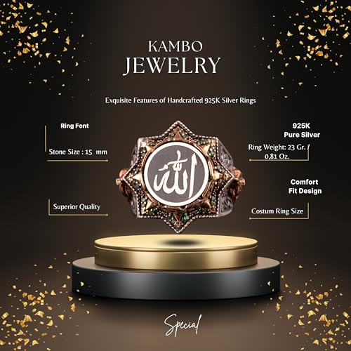 Bague en argent sterling 925 KAMBO, chevalière arabe d'exception