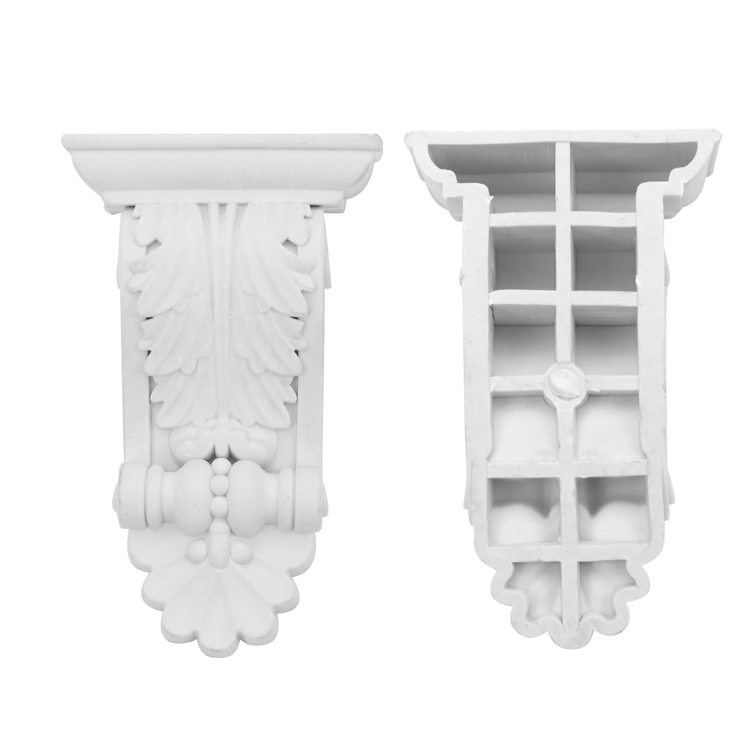 2 PCS White Corbels for Wall Decorative Corbels Decorative Corbels, 5.71" H x 3.54" L x 1.54" W 5.71" H x 3.54" L x 1.54"W