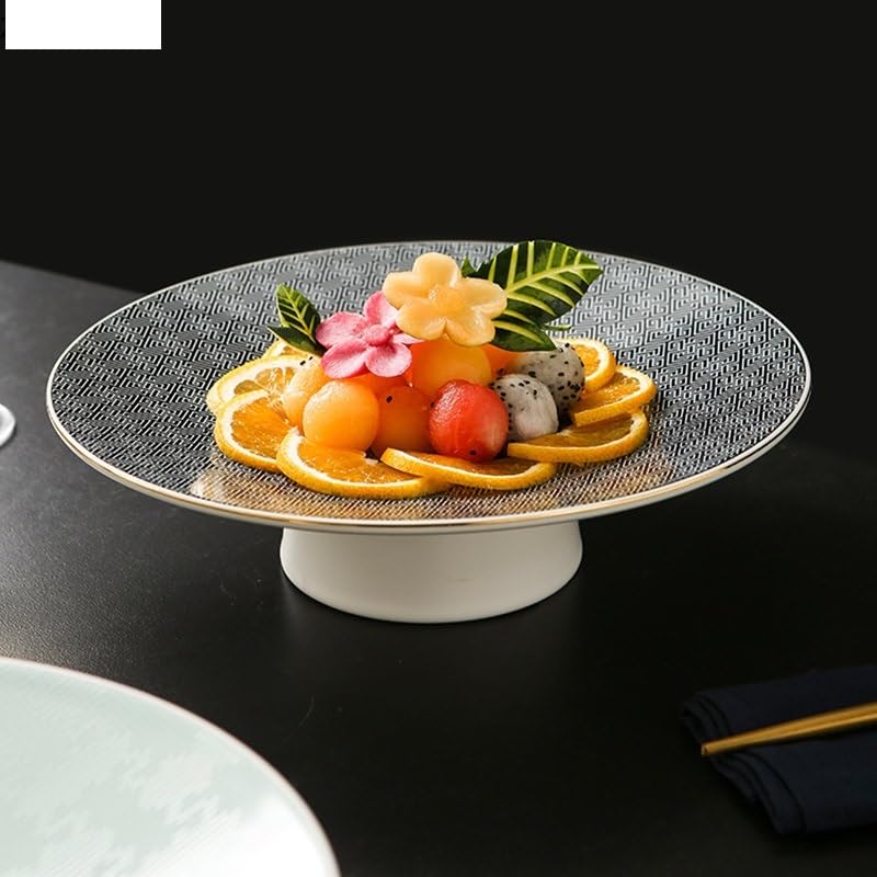 Piatti Cena Piatto di frutta in ceramica Snack Vassoio da dessert Caratteristiche Portafrutta Creativo Ristorante Rotondo Stoviglie Piede alto Pane Piatti da pasticceria Forniture Per Feste(A 11 inch)