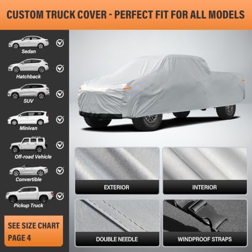 Image of Kayme Truck Cover Waterproof All Weather See Vehicle Size Chart, Size T2