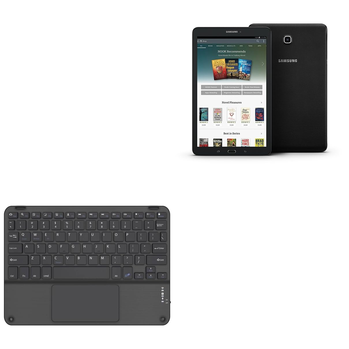 BoxWave Keyboard Compatible with Samsung Galaxy Tab E Nook - SlimKeys Bluetooth Keyboard with Trackpad, Portable Slim TouchPad - Jet Black