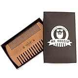 Mr Rugged Pocket Beard Comb - Wide and Fine Teeth Sides - Pear Wood Comb - Wooden Handmade Brushes Beard Oils & Balms To Promote Softer & Thicker Growth - Better for Beards Than Metal or Plastic