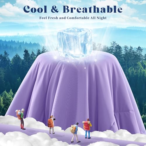 Image of Cooling Comforter King Size, Double-Sided Cooling Blanket for Hot Sleepers & Night Sweats, Arc-Chill Q-Max > 0.4 Breathable Ice Blanket, Lightweight Cold Comforter (108''x90'', Purple)
