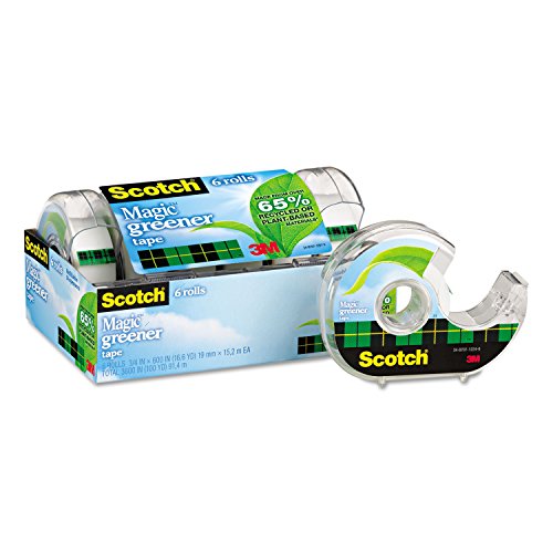 Scotch 6123 Magic Tape, Dispenser,Eco-Friendly,3/4-Inch X600-Inch, 6Rolls/Pk, Cl #TOP13