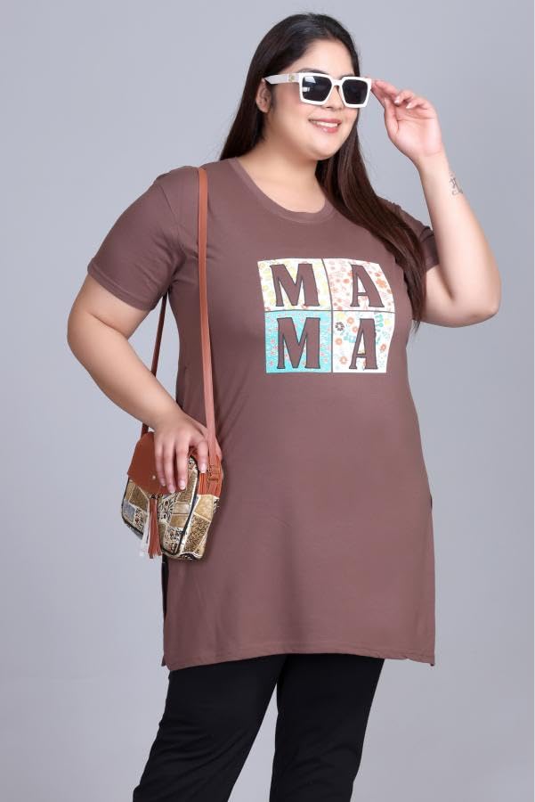 Image of In Love Women's Plus Size Cotton Long-line Chest Print T-Shirt with Pocket