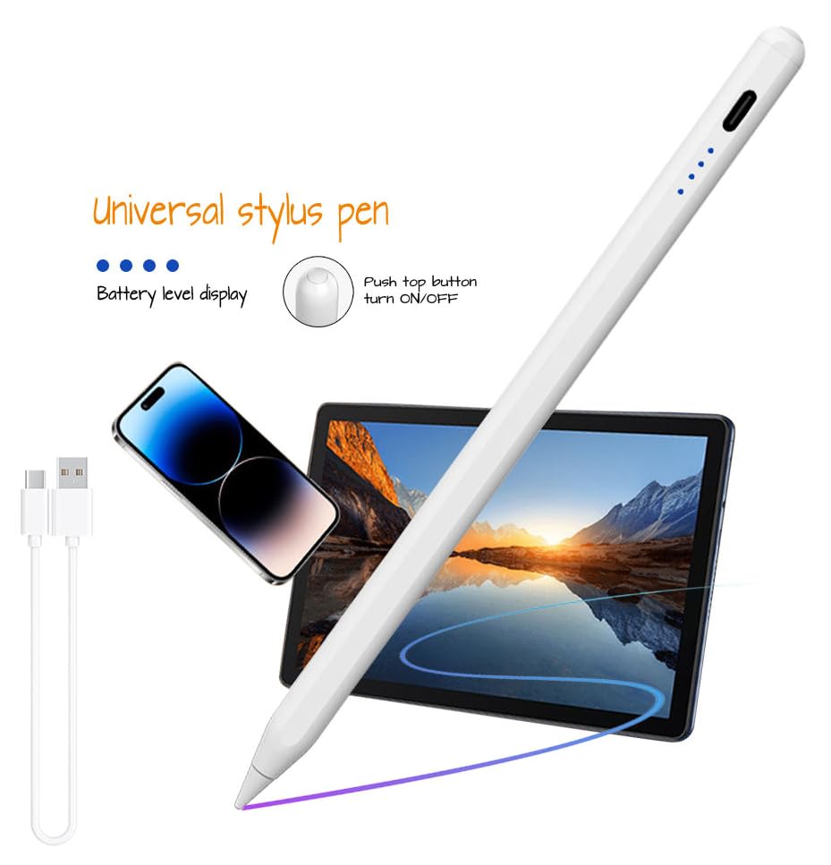Image of Universal Active Stylus Pen Stylus Pen for Android Tablet Touch Pen for iPad & Tablet Rechargeable Stylus Pencil for Writing Drawing & Note-Taking Works with Android and iOS Devices