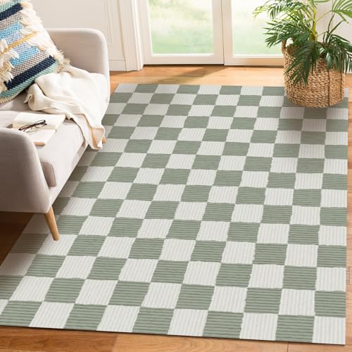 Tapete decorativo lavable verde salvia 3x5 pies miniatura 1