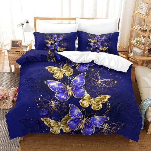 Parure de lit papillon 140x200 housse de couette enfant garçon ado microfibre douce 3D - 3
