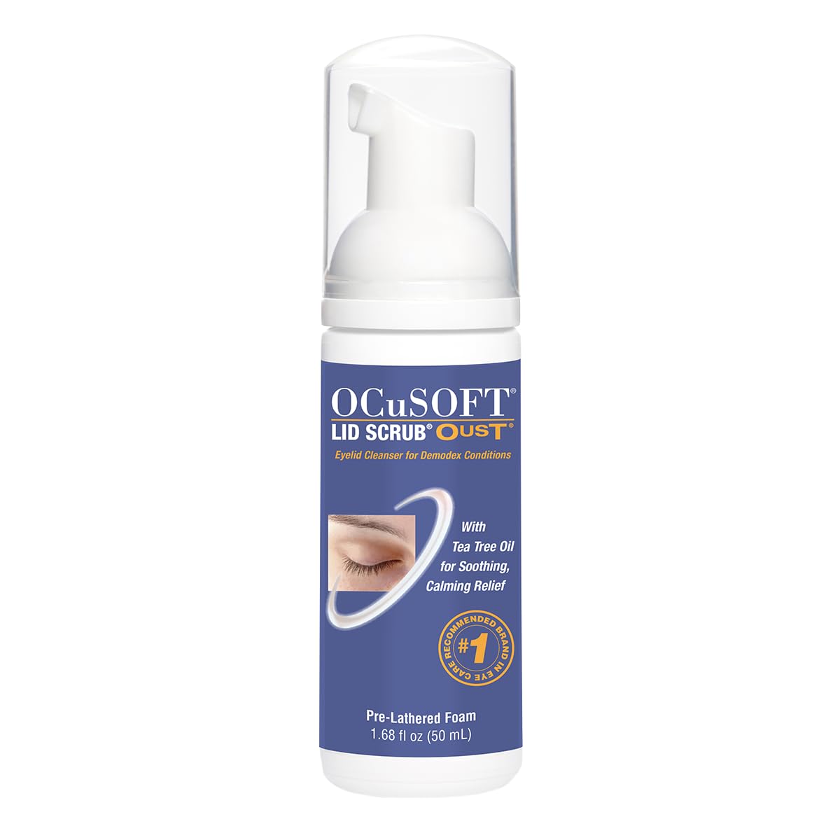 OCuSOFT Oust Demodex Cleanser - Limpiador de espuma extra fuerte, 50 ml, aceite de árbol de té, limpiador de espuma para párpados irritados, asociado con ácaros Demodex
