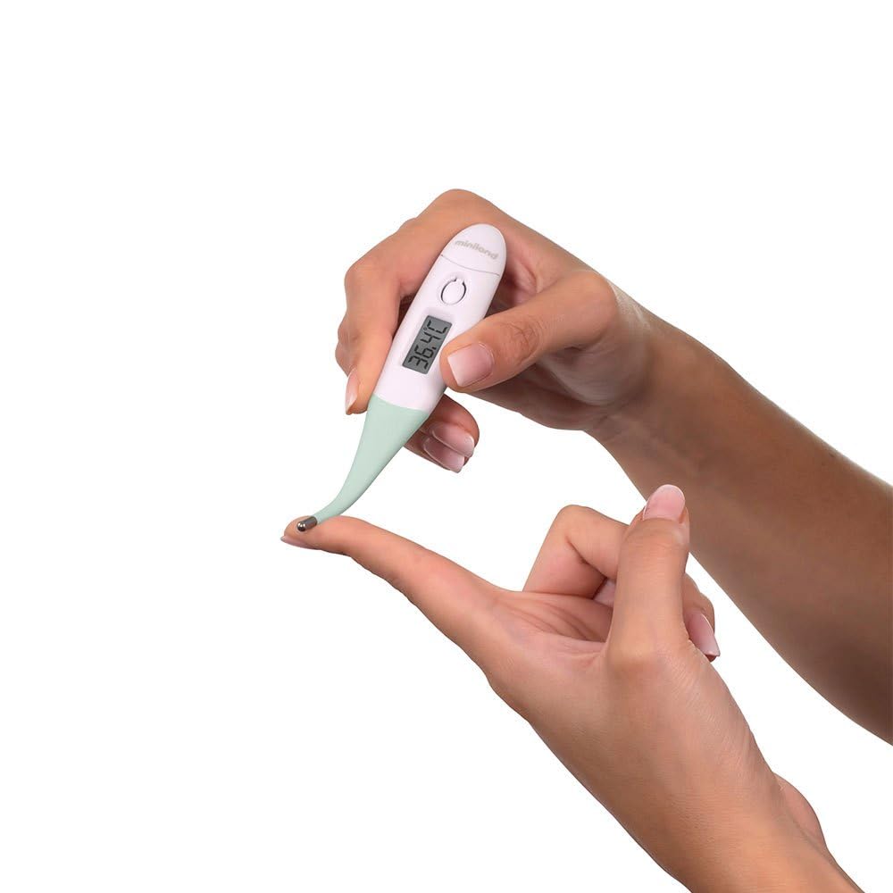 Miniland Set de Tres Termómetros Digital para Bebé con Práctico Neceser, Termómetro Chupete, Termómetro Corporal, Termómetro Baño | Thermokit Mint