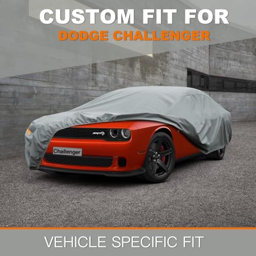 Image of Kayme Heavy Duty Car Cover Custom Fit Dodge Challenger Demon (R /T, SRT, T /A, Hellcat 2008-2025), Waterproof All Weather for Automobiles, Full Exterior Covers Rain Sun UV Protection.