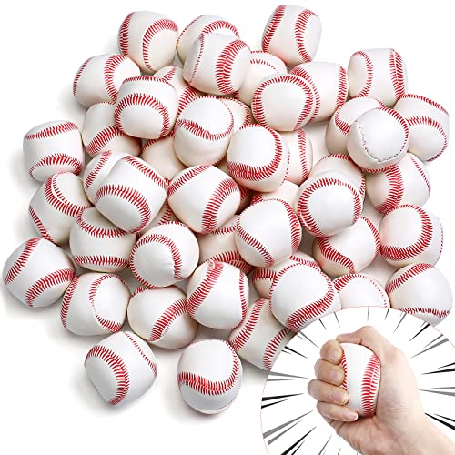 Vinsot 50 Pcs Mini Foam Baseball Softball Stress Balls Bulk 2 Inch Squeeze Balls for Stress Anxiety Relief Party Favors School Carnival Reward Christmas Stocking Fillers(Baseball) by Vinsot - Used condition - US$19.85