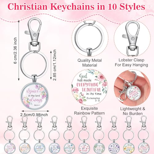 Talltalk 20 Pcs Christian Gift Bulk for Women Religious Cosmetic Bag Inspirational Scripture Keychain(Flower Style)2