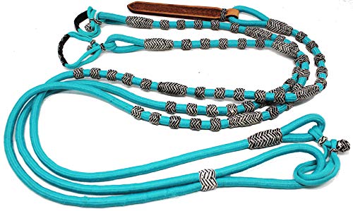 PRORIDER Roping Western Barrel Reins Nylon Romel Romal Rommel Rein Tack Teal 60784