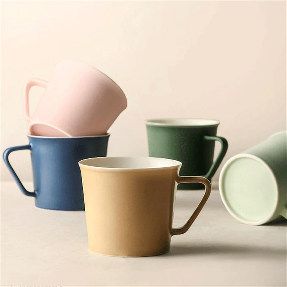 Taza de café Taza de cerámica, 1 pieza tazas café 350 ml for el hogar, la oficina, té con leche, latte y capuchino Tazas de chocolate(Pink)