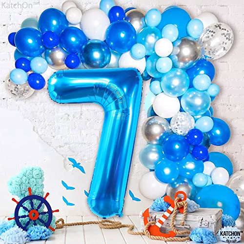 Image of KatchOn Giant Blue Number 7 Balloon - 40 Inch | 7th Birthday Balloon | 7th Birthday Decorations, 7 Year Old Balloon, 7 Number Balloons for Anniversary Decorations, 7th birthday decorations boy