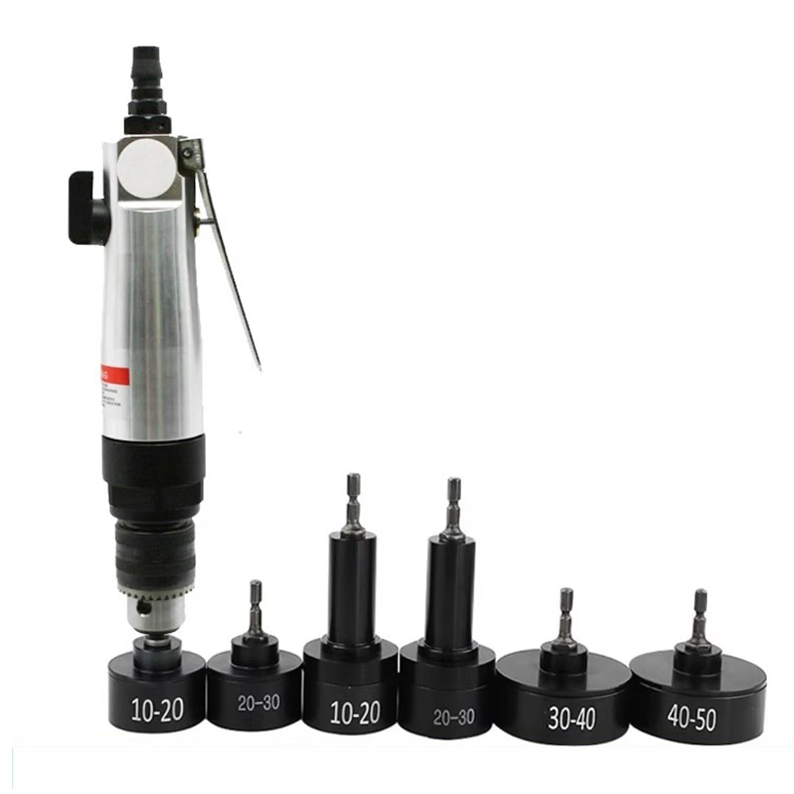 Tappatrice pneumatica, sigillante per tappi di bottiglia da 10-50 mm, 6 teste di tappatura, 2600 giri/min, ingresso aria da 1/4", per bottiglie di plastica e vetro