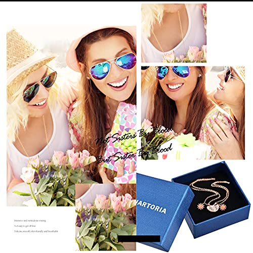 MJartoria BFF Necklace for 2-Split Heart Necklace Not Sisters by Blood Pendant Best Friend Friendship Necklace Set of 2 Valentines Day Gifts for Her3