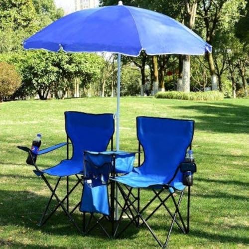 Image of Foldable Stool Portable Collapsible Seat with Metal Frame and Oxford Cloth, Compact Folding Design with Carry Case, Black (Blue)