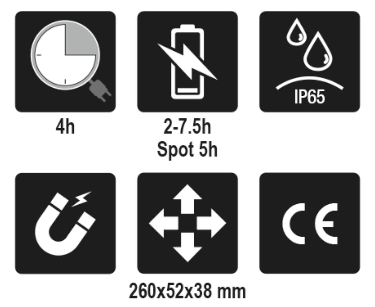BETA 1838S ​​Lampada Snodata Ricaricabile a Led, Portatile, Professionale, per Officina con Rivestimento Antiscivolo in Gomma a Doppia Emissione di Luce, Frontale fino a 700 Lumen