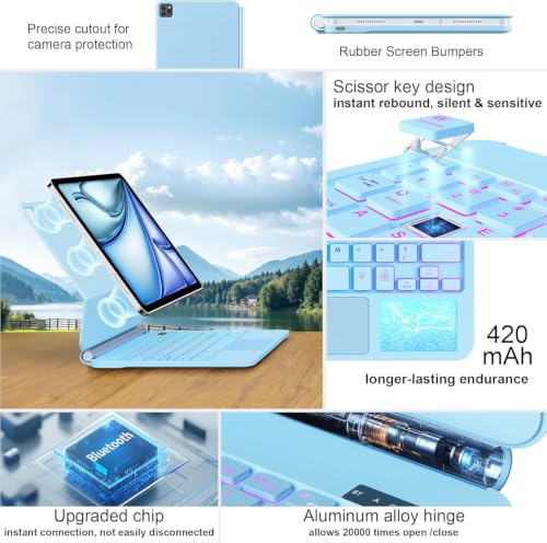 Image of for iPad Air 11 inch Case with Keyboard (M4 /M3 /M2,2026 /2025 /2024), iPad Pro 11 (4th /3rd /2nd /1st Gen) & Air 5 /4th,Magic-Style Magnetic Case Keyboard with Backlight, Multi-Touch Trackpad