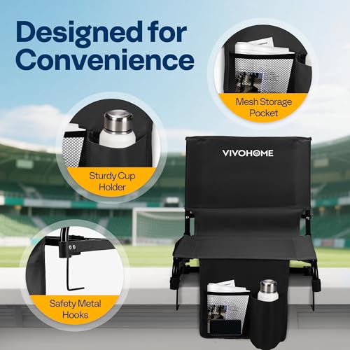 Image of VIVOHOME Ultra-Compact Folding Stadium Seats with Back Support