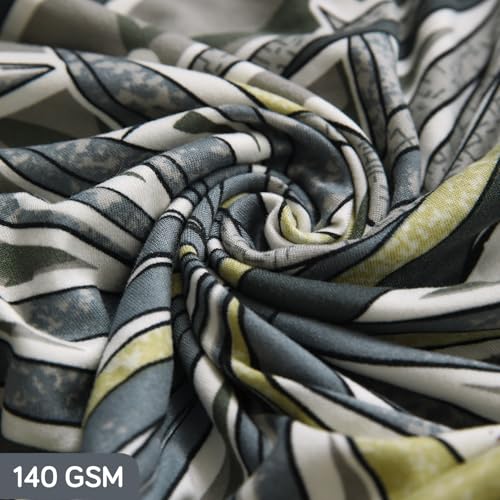Image of HOKIPO Polyester Blend Printed 5 Seater Fully Covered Sofa Cover in 3 Seater and 2 Seater Configuration, Frost Grey Marginata (AR-5128-D7 + AR-5129-D7)