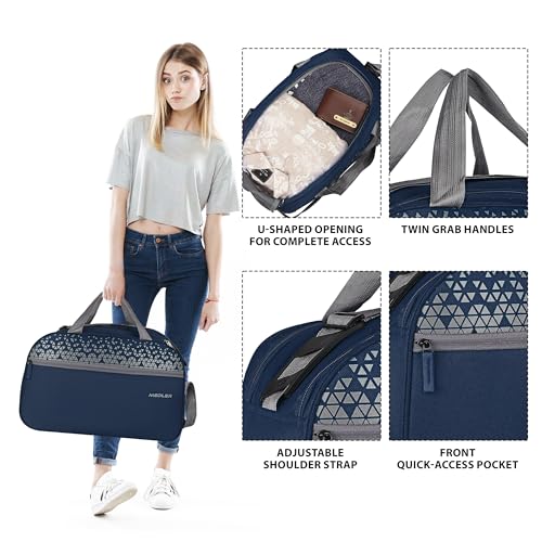 Image of M MEDLER Sentro Wheel Duffle Bag | Waterproof Strolley Duffle Bag | 2 Wheel Duffel Bag | Luggage Bag with Adjustable Strap - (Midnight Blue)