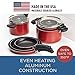 Farberware Neat Nest Space Saving Nonstick Saucepans/Pots and Pans Set/Dishwasher Safe, Made in The USA, 6 Piece, Red