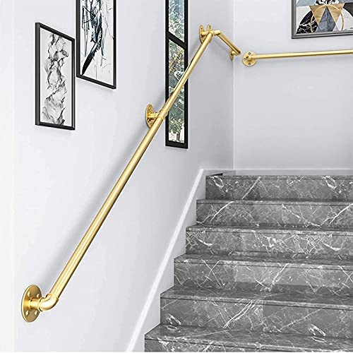 Rampe d'escalier extérieure et intérieure dorée pour entrée de maison - 4