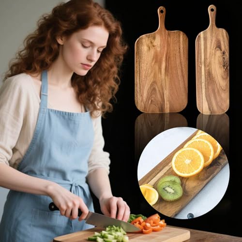 Tabla de cortar madera con mango, pequeña, para charcutería, tabla decorativa para cocina miniatura 5