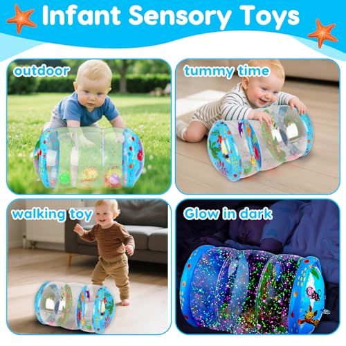 Image of Crawling & Walking Baby Toys 6-12 Months Glowing Jumbo Inflatable Rolling Infant Toy 6 7 8 9 10 12-18 Month Old Tummy Time Sensory Development Light Up Toys for 1 2 Year Old Boy Girl Birthday Gifts