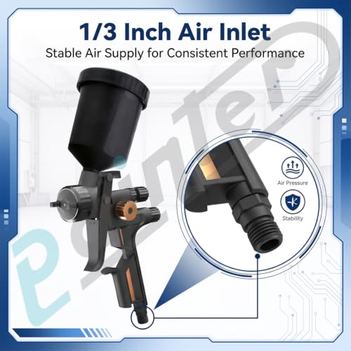 Image of Painter HVLP Gravity Spray Gun Gloss-2 Non-Drip Paint Cup 600 ml Capacity with 1.3 mm Nozzle