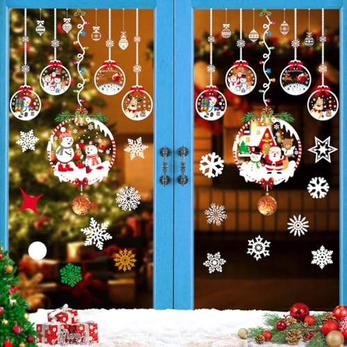 Autocollant-Noel-Fenetre-Stickers-Noel-Fenetre-Reutilisable-Amovible-Statique-PVC-Grand-Autocollants-pour-Magasin-Vitre-Vitrine-Porte-Hiver-Decoration-Noel-Maison-Interieur-Flocon-de-Neige-Sticker Autocollant Noël Fenêtre - Stickers Réutilisables PVC | Décoration Hiver et Fêtes