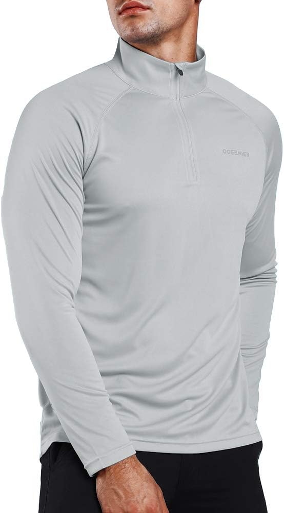OGEENIER Men's 1/4 Zip Pullover Long Sleeve Sun Protection Shirts UPF 50+ Fishing Golf Running Polo Shirts