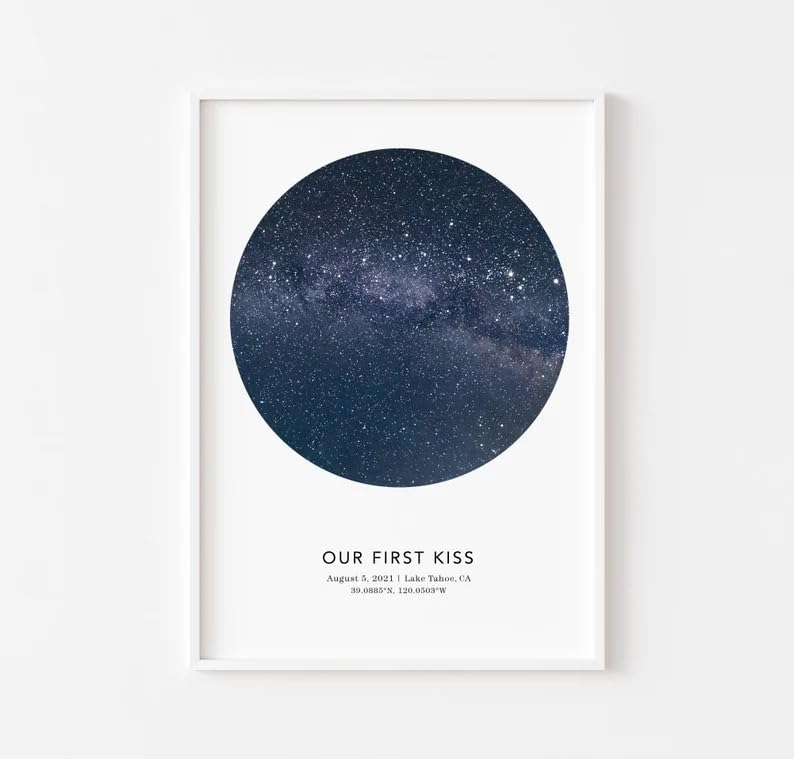 Personalized Star Map Night Sky Print – Custom Date, Location & Coordinates | Romantic Memory Gift for Couples | Anniversary, Wedding, First Kiss, Valentine’s Day Wall Art Decor-image-49