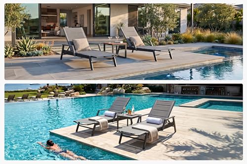 Image of PURPLE LEAF Patio Lounge Chair 3D Textilene W /Arms Rust-Free Moon Basalt