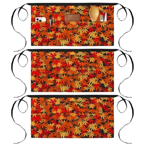 Tablier court multicolore lot de 3 avec motif érable sans couture dimensions 60x30cm