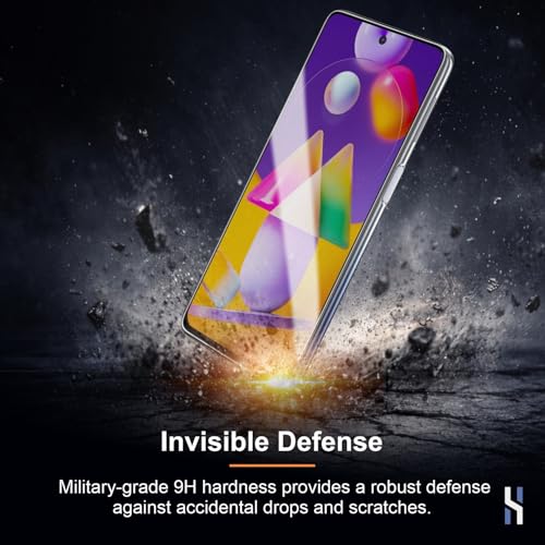 Image of Tempered Glass for Samsung Galaxy M31S | A51 | A52 | A52S (6.5 Inch) Military Grade 9H Screen Guard, Anti-Scratch, Shatterproof, Edge-to-Edge Full Coverage - Black Border
