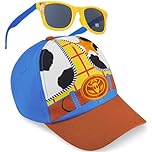 Disney Woody Toy Story Boys Baseball Cap Sunglasses Set, Adjustable Sun Hat 100% UV Protection Shades, Holiday Essentials (Multi Woody)
