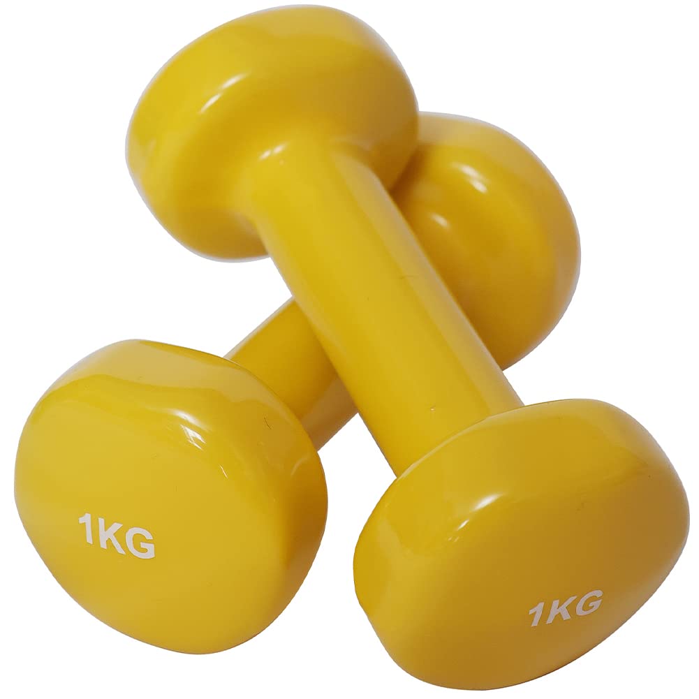 BAKAJI Set 6 Manubri da Palestra con Valigetta (2x0.5kg + 2x1kg + 2x1.5kg), Pesi Fitness Rivestimento in Gommapiuma, Ergonomico, Antiruggine, Antiscivolo, Riabilitazione Fisica, Allenamento