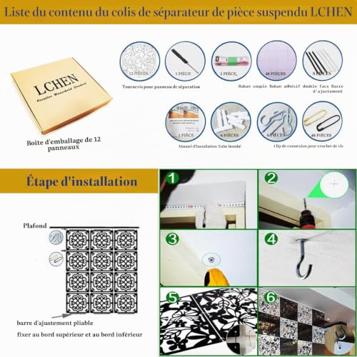 Cloison de séparation blanche pour structurer un bureau ou un salon moderne - Lot de 12 - 6