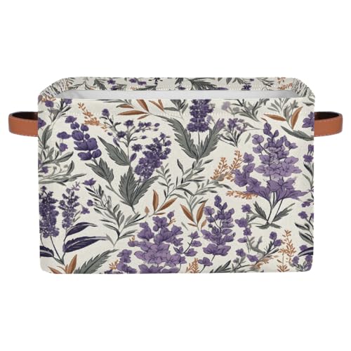 Mexpekil Boîte de rangement pour étagères avec poignée - Paniers de rangement pliables en forme de cube violet - Paniers d'étagère en tissu - Paniers de...