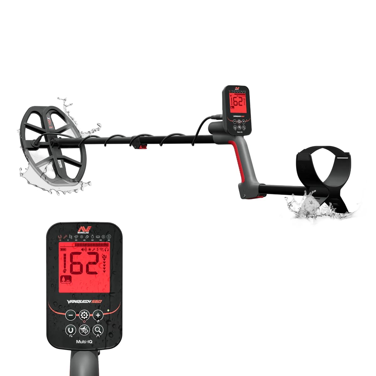 Minelab Vanquish 560 PRO‑Pack Metalldetektor Multi‑IQ IP68 wasserdicht mit Zusatzspule und ML60 Bluetooth Audio Komplettset