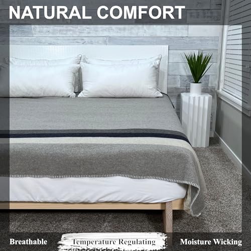 EKTOS 100 Wool Blanket Queen Size, 90 X 90, Large